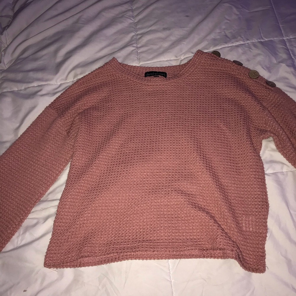 Pink waffle knitted sweater